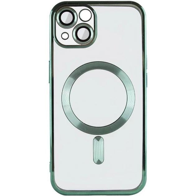 Хромовый чехол TPU Chrome with Magnetic с защитой камеры для Apple iPhone 15 Plus (6.7") с MagSafe Green - фото 3