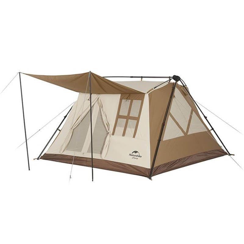 Палатка четырехместная с навесом Naturehike CNH22ZP029 Светло-коричневая (6975641887829)