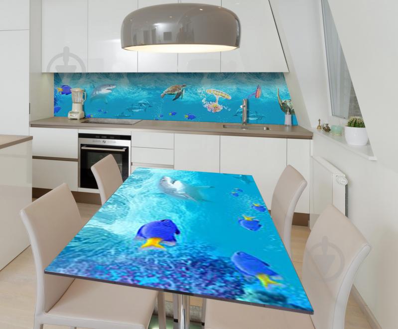 Наклейка 3Д виниловая на стол Zatarga «Тихоокеанский тандем» 650х1200 мм для домов, квартир, столов, кофейн, Наклейка 3Д виниловая на стол Zatarga «Тихоокеанский тандем» 650х1200 мм для домов, квартир, столов, кофейн,