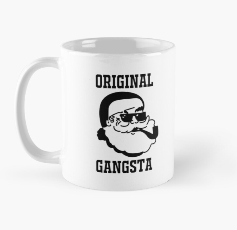 Чашка керамическая с принтом Санта Клаус Gangsta 330 мл Белый Чашка керамическая с принтом Санта Клаус Gangsta 330 мл Белый