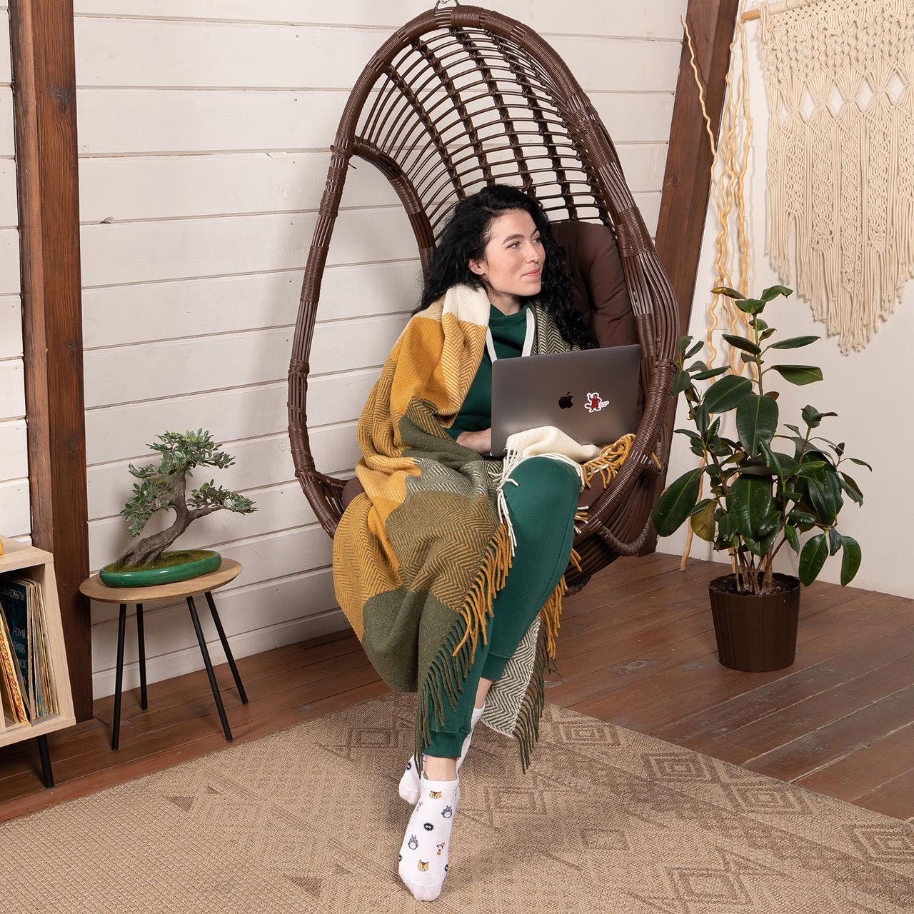 Плед шерстяной Love You Клетка 140x200 см (4500) - фото 6