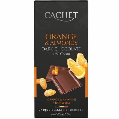 Шоколад Черный Cachet Orange Almonds какао 100 г (21451)