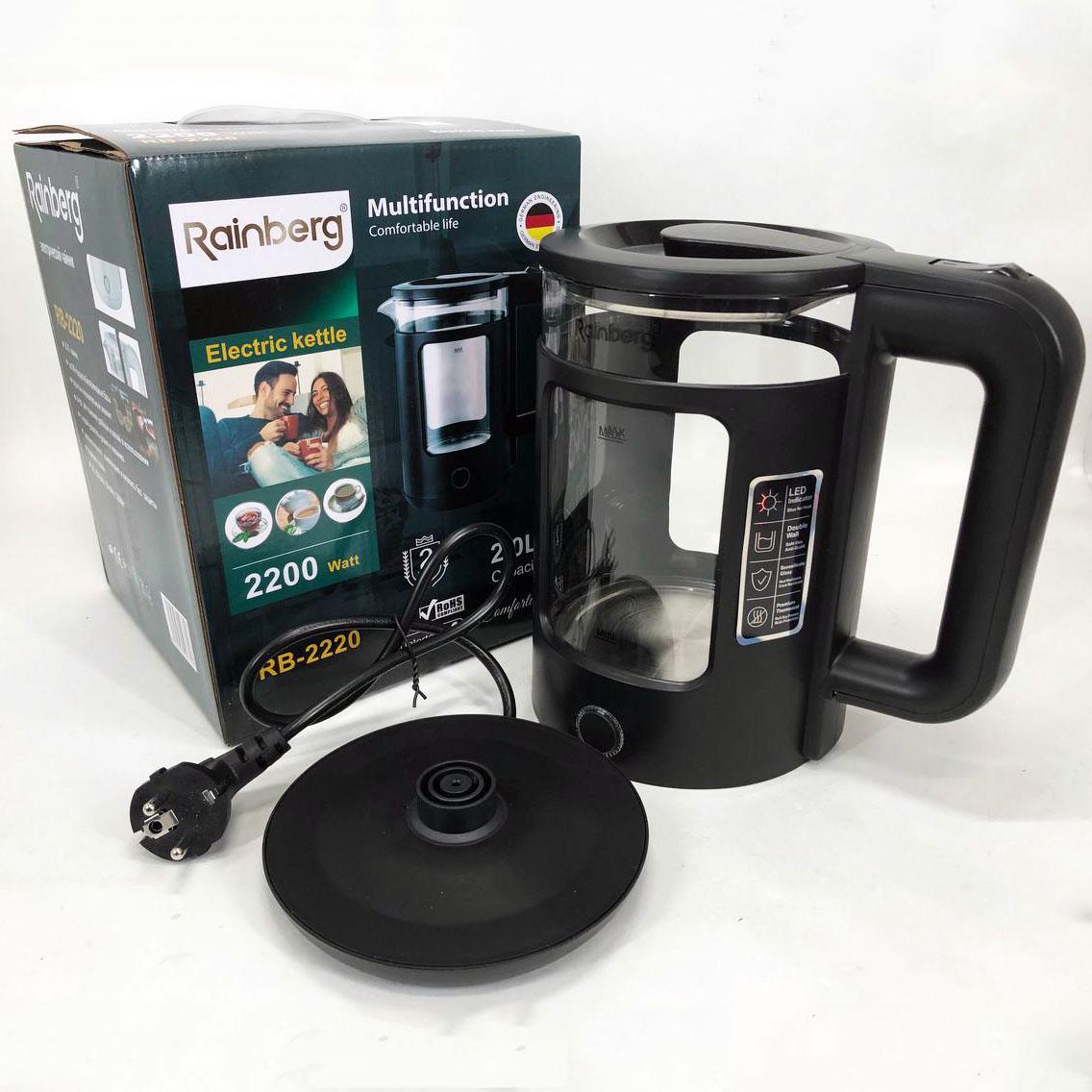 Електрочайник Rainberg RB-2220 2200 Вт 2 л Чорний (266161) - фото 2