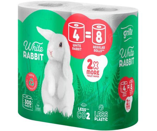 Туалетний папір GRITE White Rabbit тришаровий білий 33 м 300 відривів (17742)