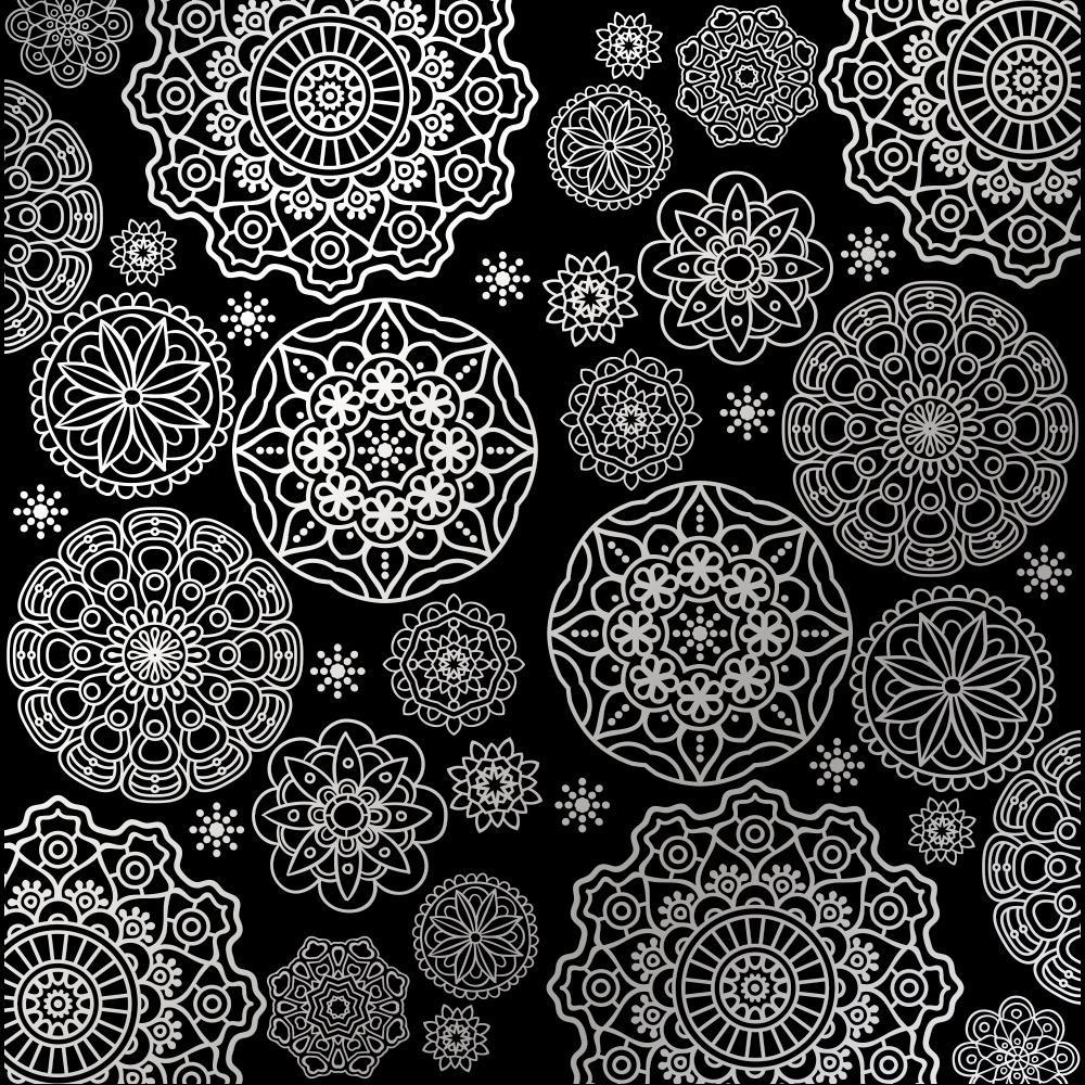 Лист бумаги односторонний Silver Napkins с серебряным тиснением 30,5х30,5 см Black