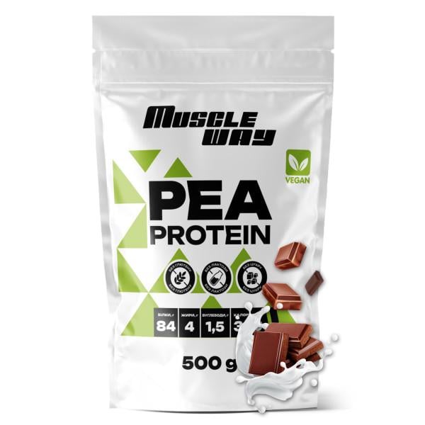 Протеин растительный веганский Muscle Way Pea Protein концентрат 500 г Молочный шоколад (21-137-pp-shm-500-gr)