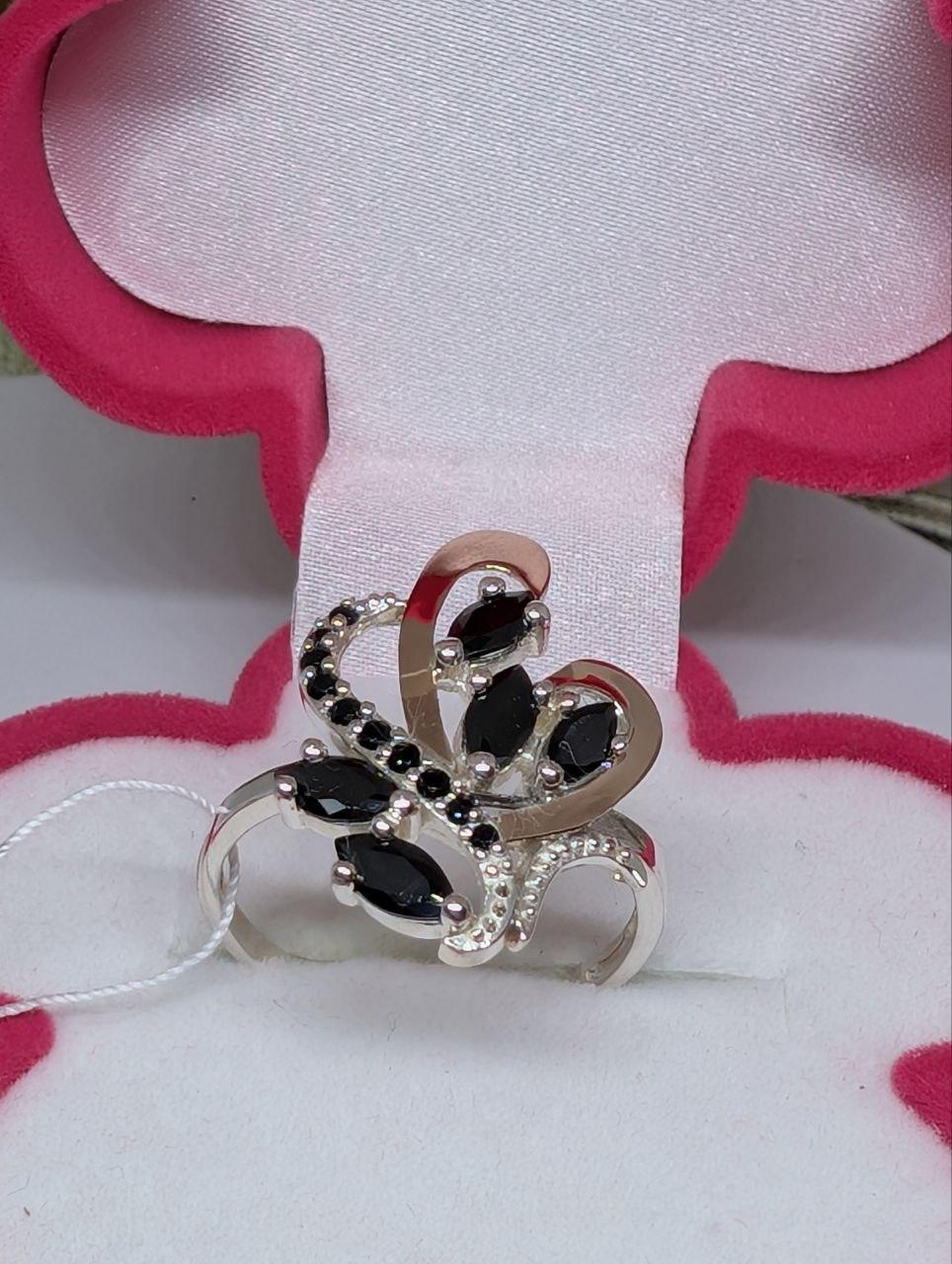 Срібна каблучка Бренди 925 проби з золотими вставками 375 проби р. 19 (2821020722) - фото 2