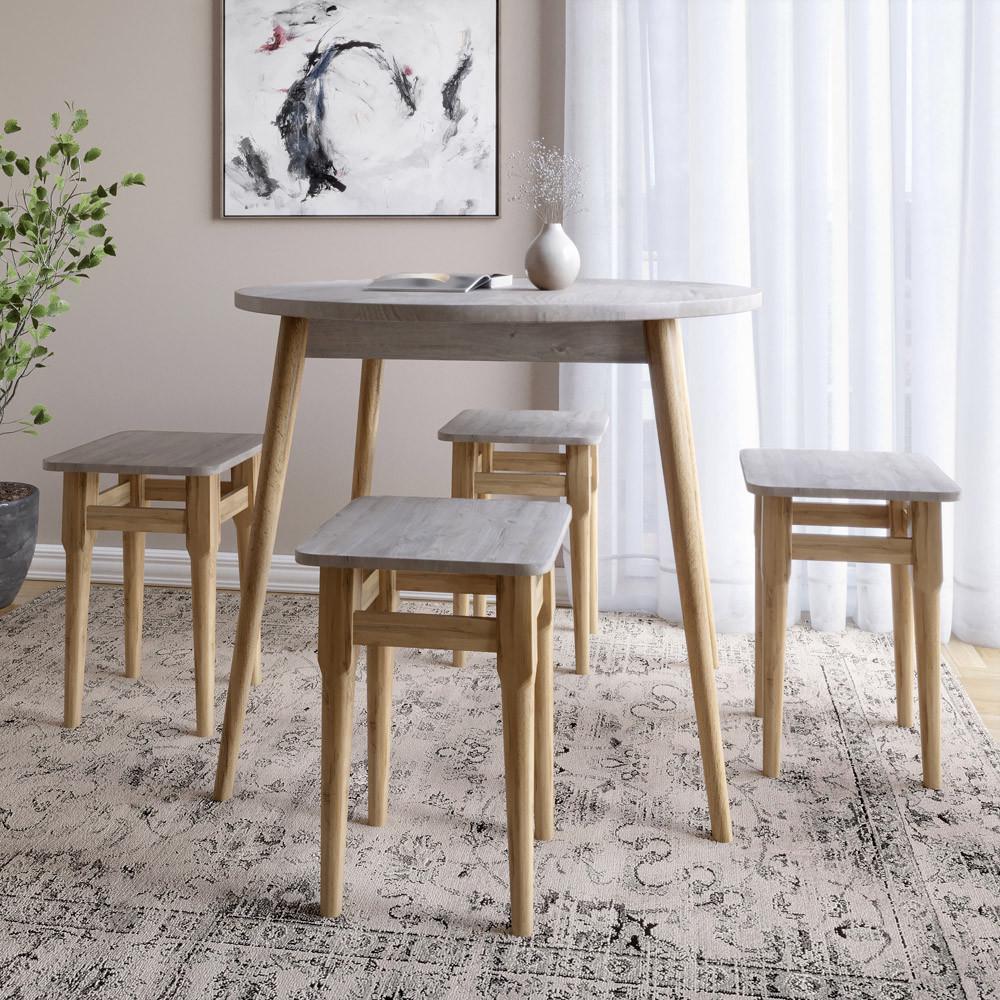 Стол круглый и 4 табурета обеденный для кухни Маями-1 кромка ПВХ 0,45 мм Шварцвальд (Lion-041227) - фото 1 Стол круглый и 4 табурета обеденный для кухни Маями-1 кромка ПВХ 0,45 мм Шварцвальд (Lion-041227) - фото 1