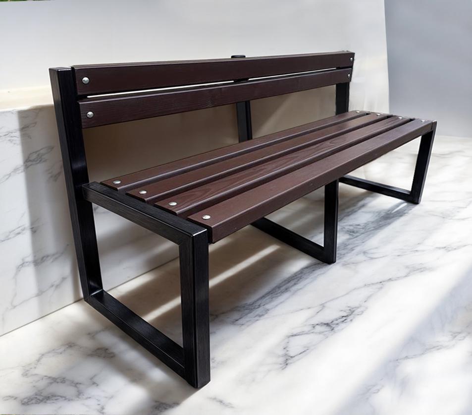 Скамейка садовая ТОБІ ШО Лофт Бенч со спинкой без подлокотников 3 м Орех (25589111) - фото 2