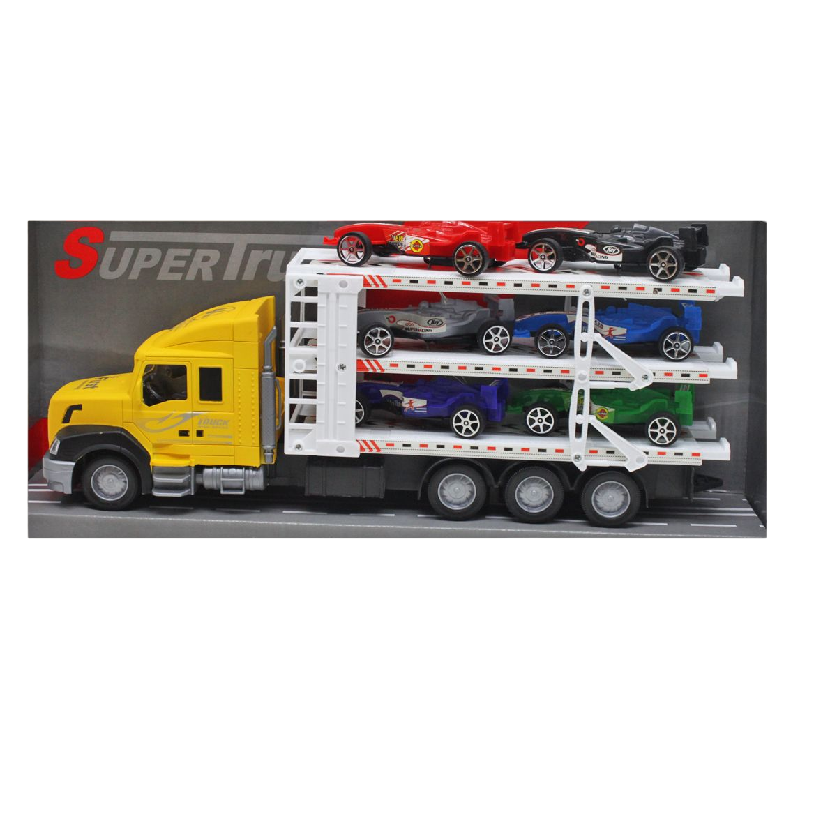Автовоз інерційний з машинками jian sheng toys Жовтий (1-6- 200463)