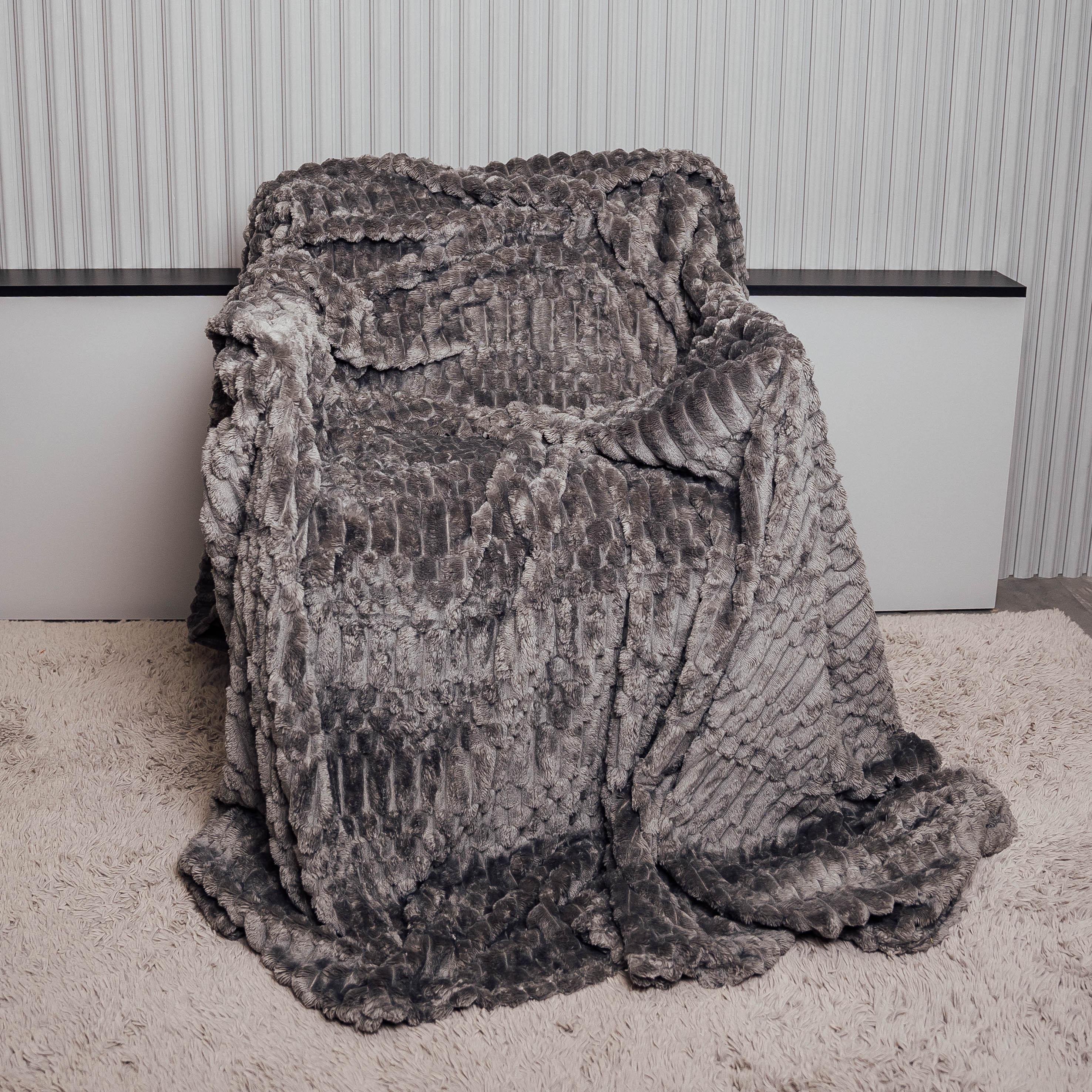 Плед LUX тиснення євро 200x230 см Темно-сірий (88132)