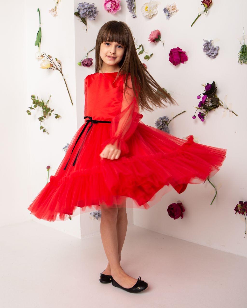 Платье праздничное для девочки 128 см Красный (2229486464) - фото 5