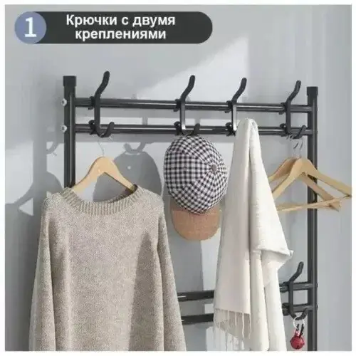 Вішалка підлогова New simple floor clothes rack size з полицями та гачками (21227199) - фото 8