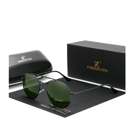 Классические солнцезащитные очки KINGSEVEN DESIGN Авиаторы с поляризованными линзами Чtрный/Зелtный (N7748)