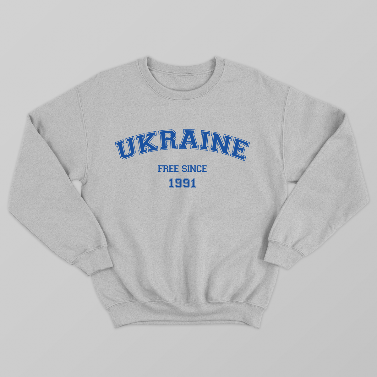 Свитшот унисекс UFree Shop с патриотическим принтом  Вільна Україна з 1991 XXL Серый (S-0013-3-XXL)