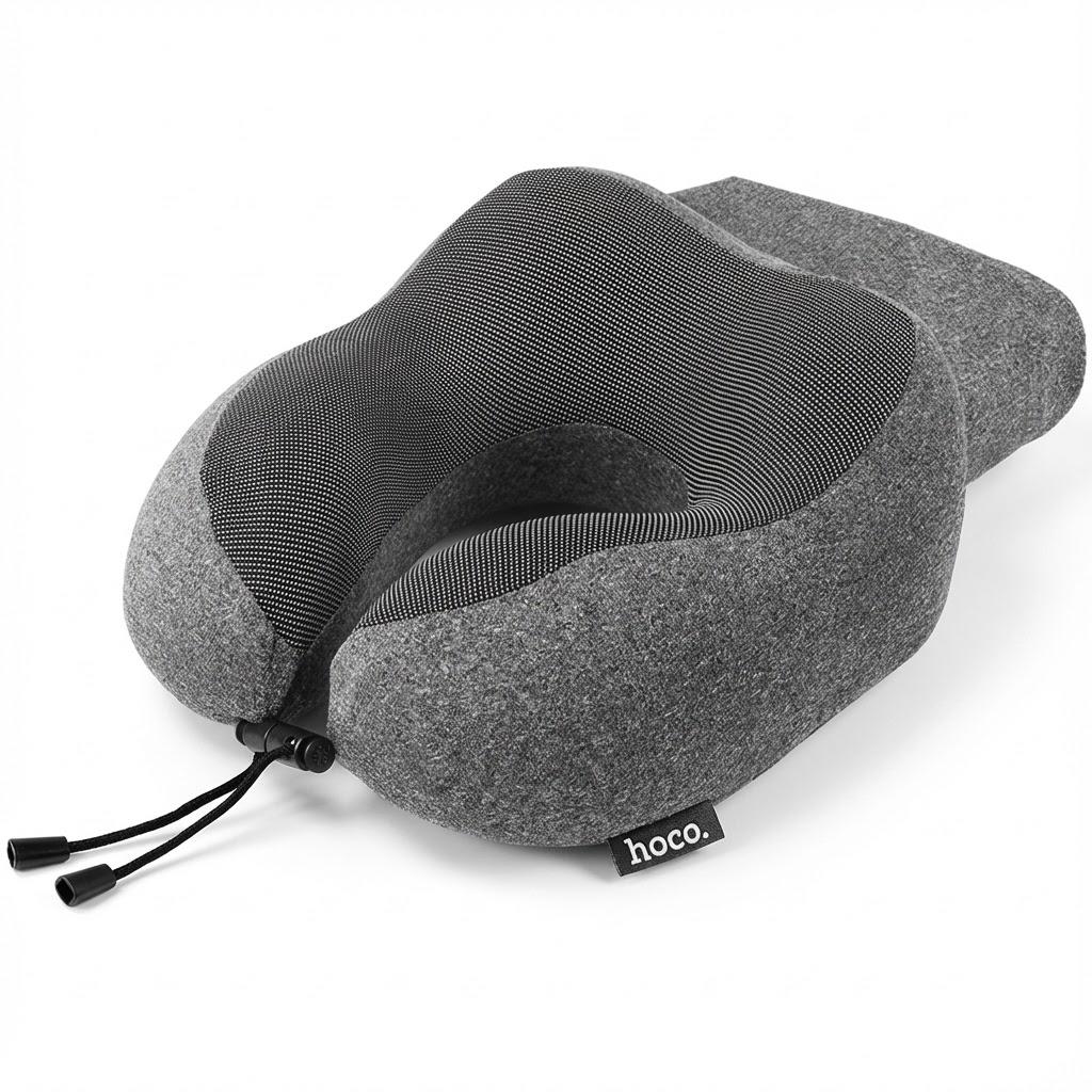 Дорожная подушка Hoco HX70 U-образная с анатомической формой которая адаптируюется под пользователя Серый