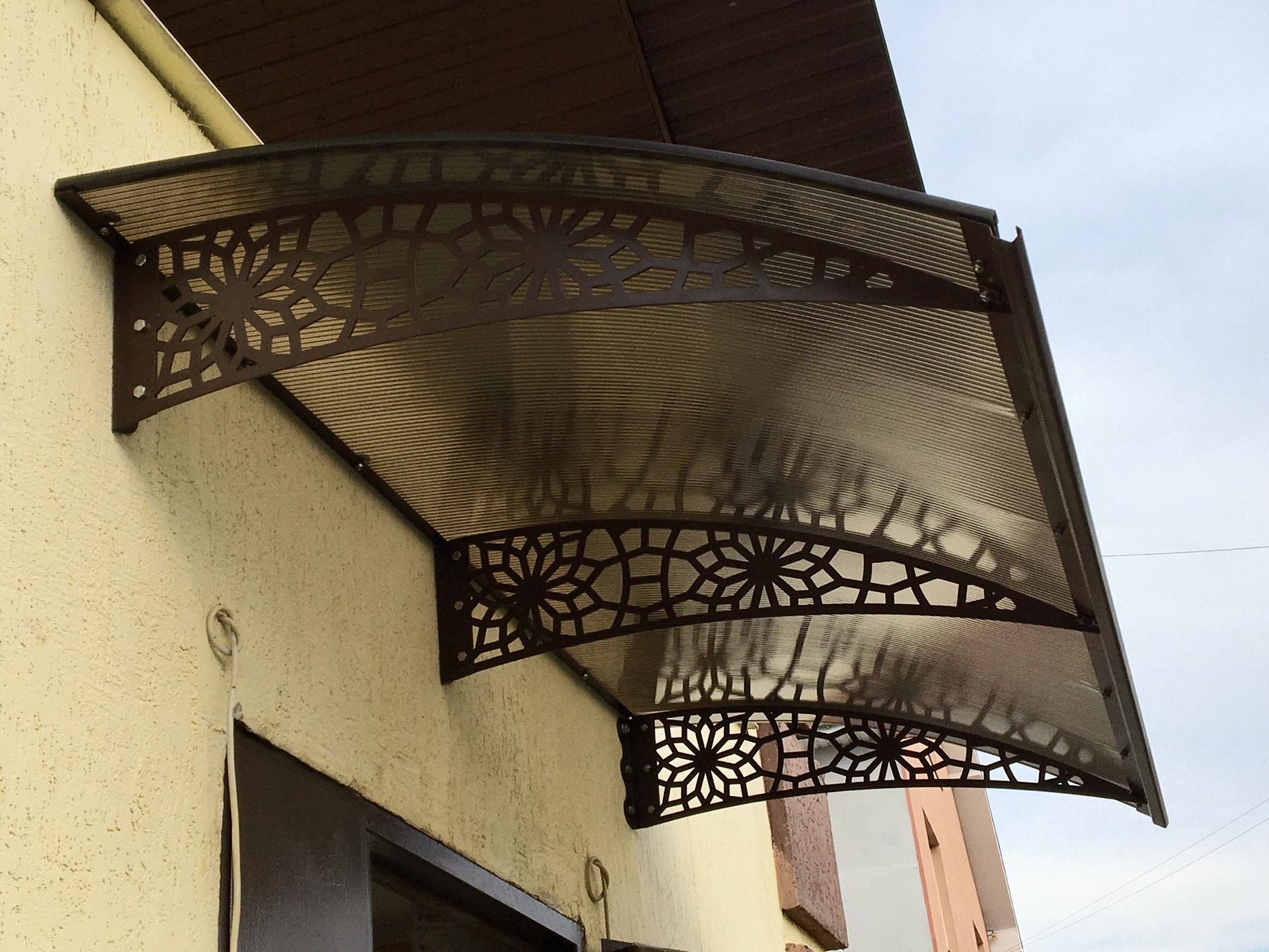 Козырек-навес Prime Снежинки поликарбонат сотовый 8 мм 200х100 см Черный (29176044)