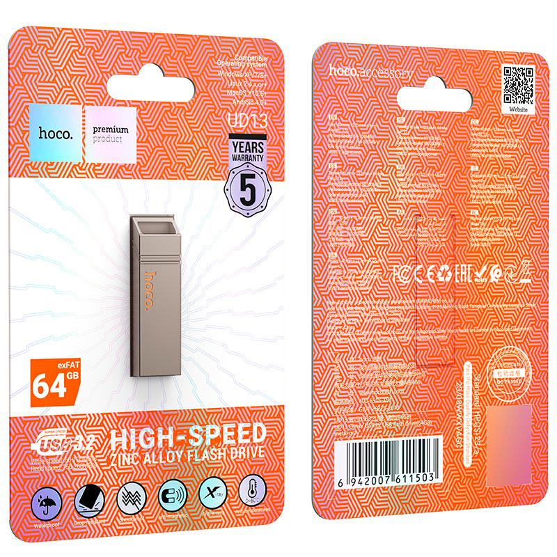 Флеш-пам'ять USB Hoco UD13 64 Гб USB 3.2 Grey (17538) - фото 6 Флеш-пам'ять USB Hoco UD13 64 Гб USB 3.2 Grey (17538) - фото 6