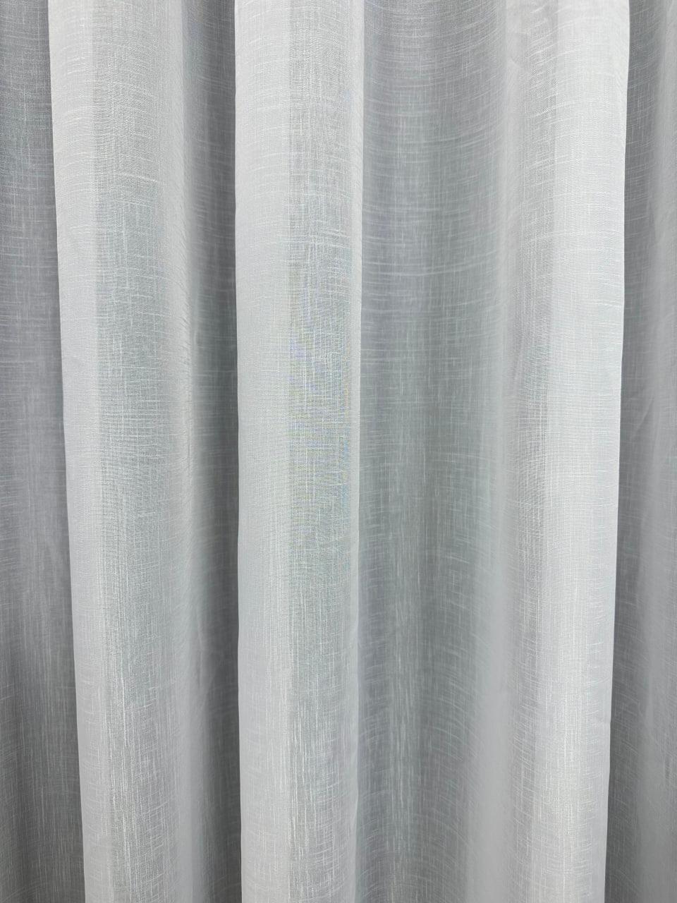 Тюль готовий з обтяжувачем креп-льон однотонний матовий на тасьмі 6 см 400x270 см Білий (1100 Т29) - фото 5