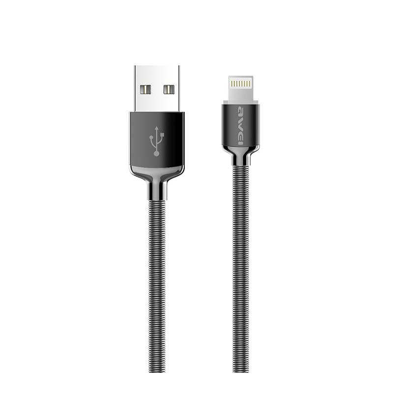 Кабель для заряджання AWEI CL-25, USB Type-A х Lightning, 0.3 м, Сірий Кабель для заряджання AWEI CL-25, USB Type-A х Lightning, 0.3 м, Сірий