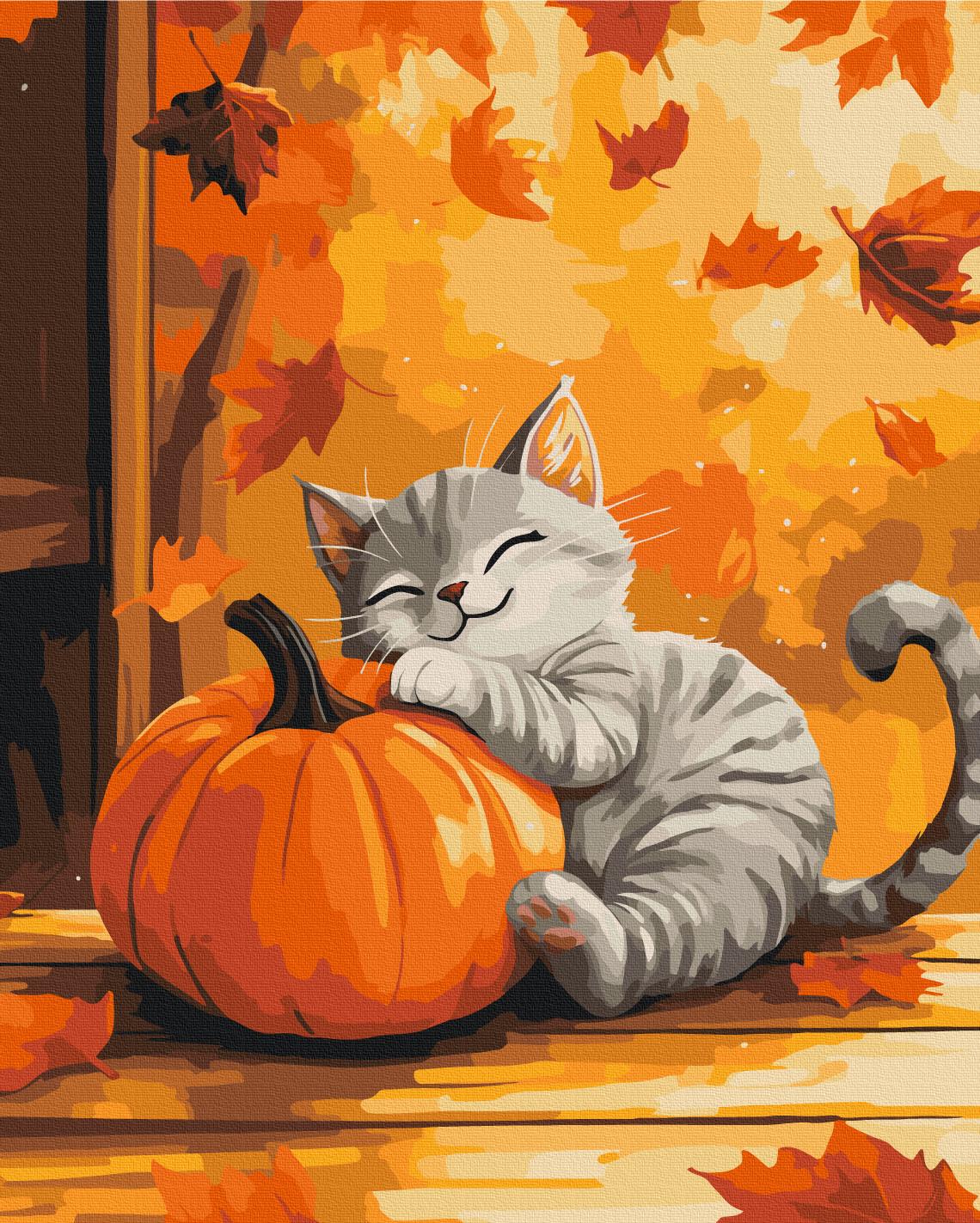 Картина за номерами Brushme Котик з гарбузом 40x50 см (BS54391) Картина за номерами Brushme Котик з гарбузом 40x50 см (BS54391)