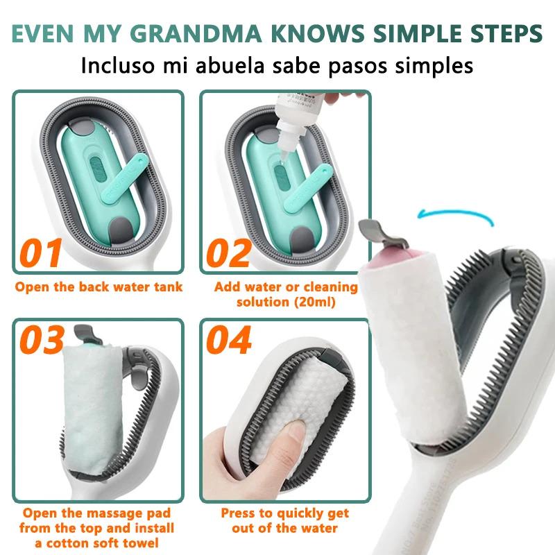 Щетка для кошек и собак PetGravity 4в1 для удаления шерсти с дозатором для воды - фото 3