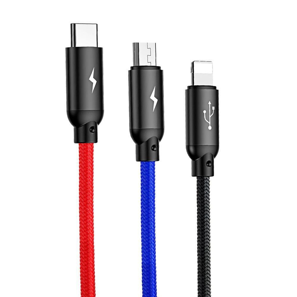 Кабель BASEUS Three Primary Colors 3in1 0,3 м Black