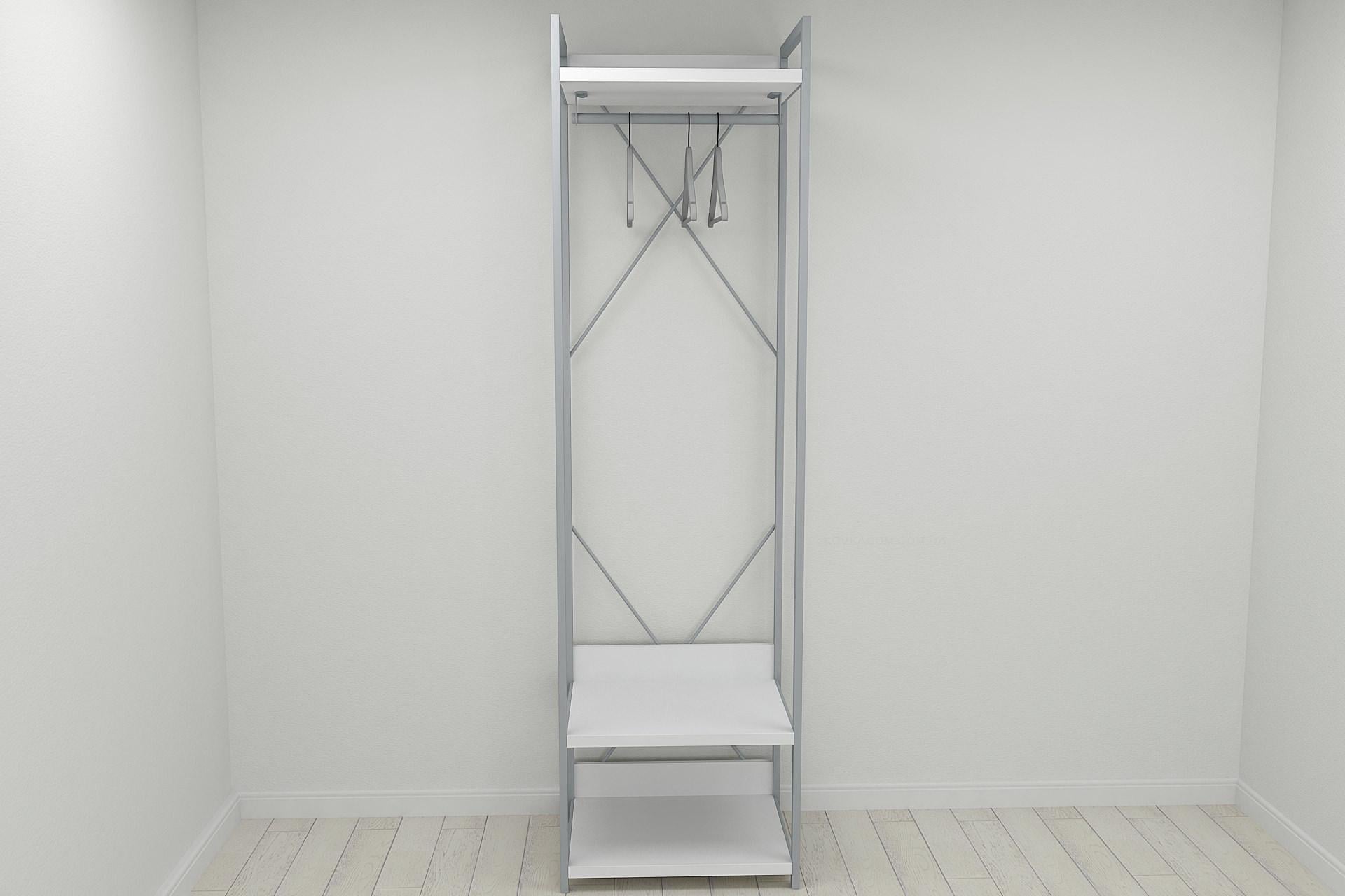 Шафа гардероб уні секція 1 серії Конект Ferrum-decor 220x60x50 см метал Сірий/ДСП Білий (SHG008)