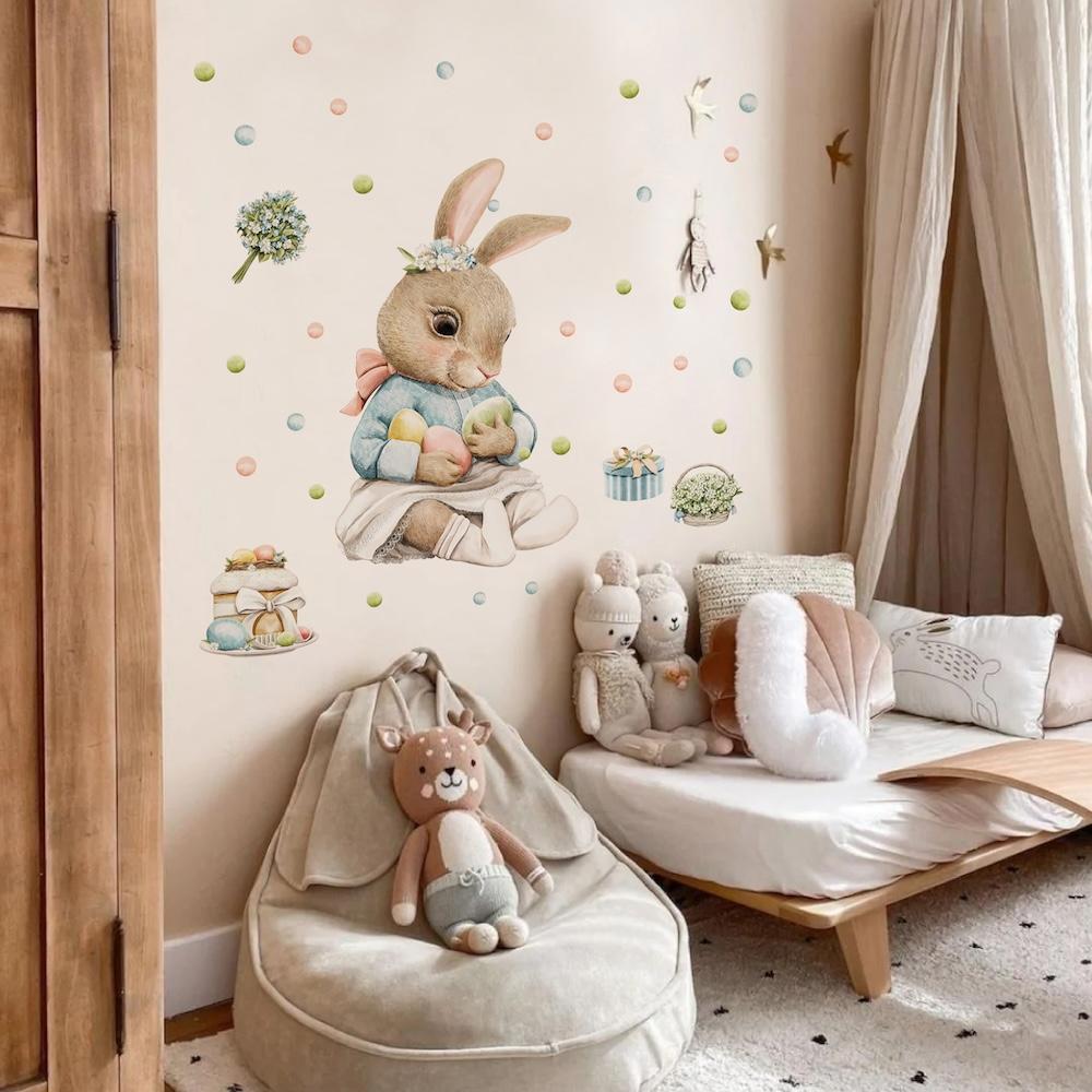 Наклейки интерьерные виниловые праздничные LIPKO Пасхальный зайчик М (605M)