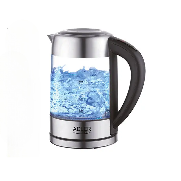 Електрочайник скляний Adler з регулятором температури та різнобарвним підсвічуванням 1,7 л (AD 1247)