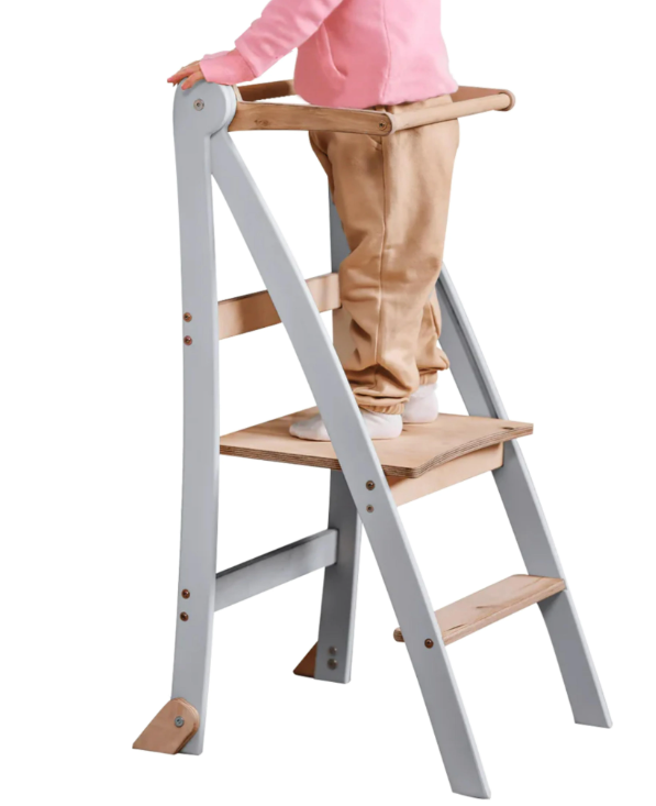 Стул Монтессори складной Башня-помощник Светло-серый