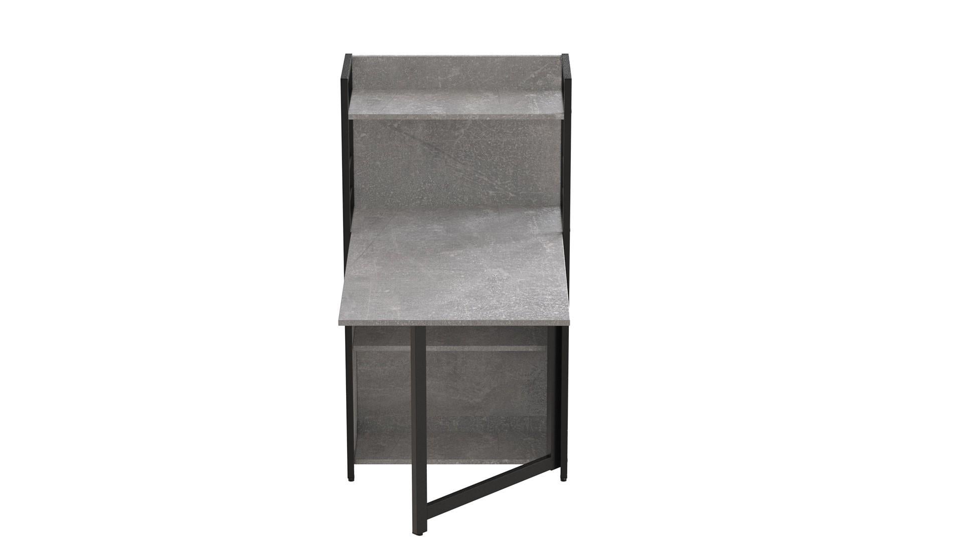 Стол книжка с этажеркой Ferrum-decor Практик 1 металл/ДСП 16 мм 1200x640x990 мм Черный/Бетон (FRD-104617)