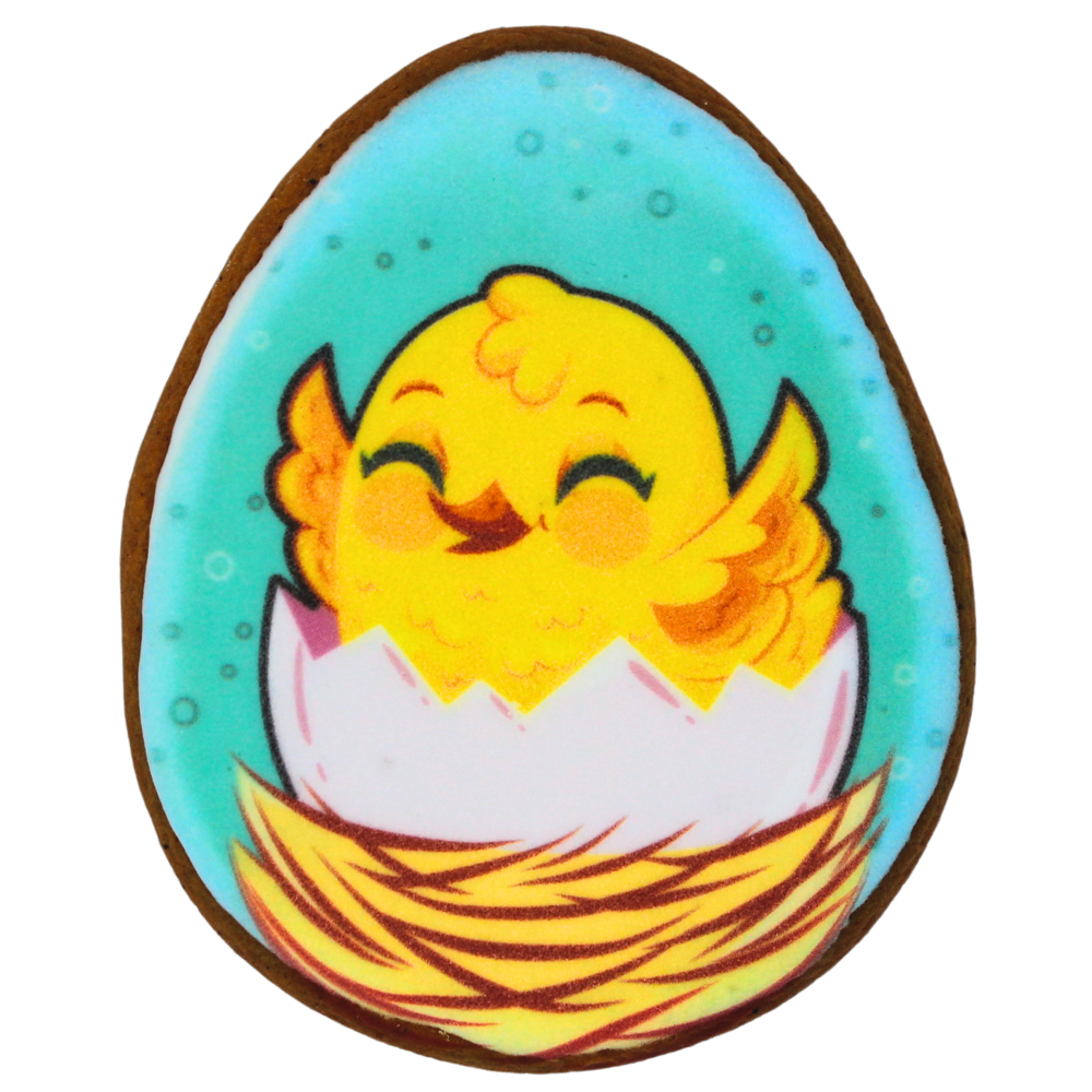 Пряник с принтом Крафт Печиво Пасха Писанка цыпленок №1 45 г