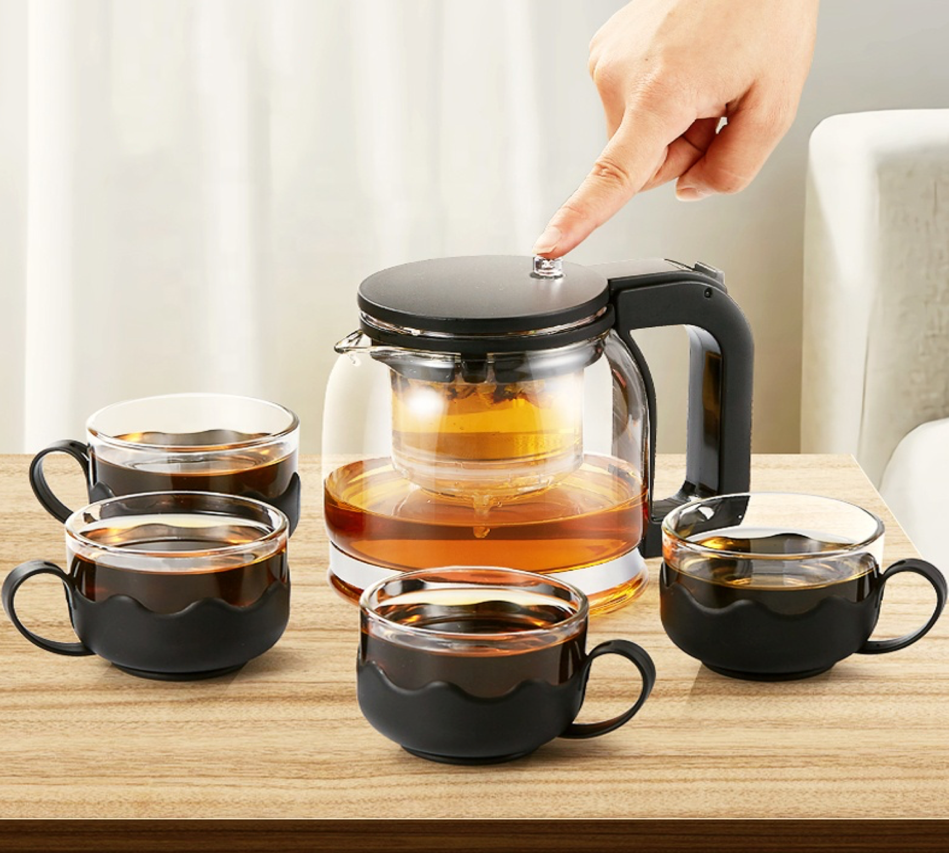 Сервиз LILAC S421 заварник проливного типа 880 мл с 4 чашками 150 мл Olive (27686671) - фото 2 Сервиз LILAC S421 заварник проливного типа 880 мл с 4 чашками 150 мл Olive (27686671) - фото 2