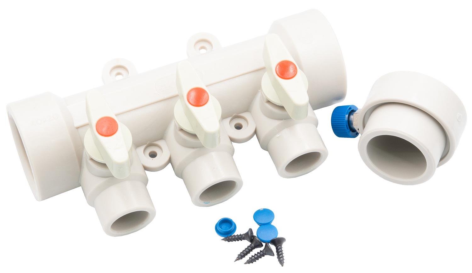 Коллектор KOER 40x20 PPR 3-way с шаровыми кранами (K0170.PRO) Коллектор KOER 40x20 PPR 3-way с шаровыми кранами (K0170.PRO)