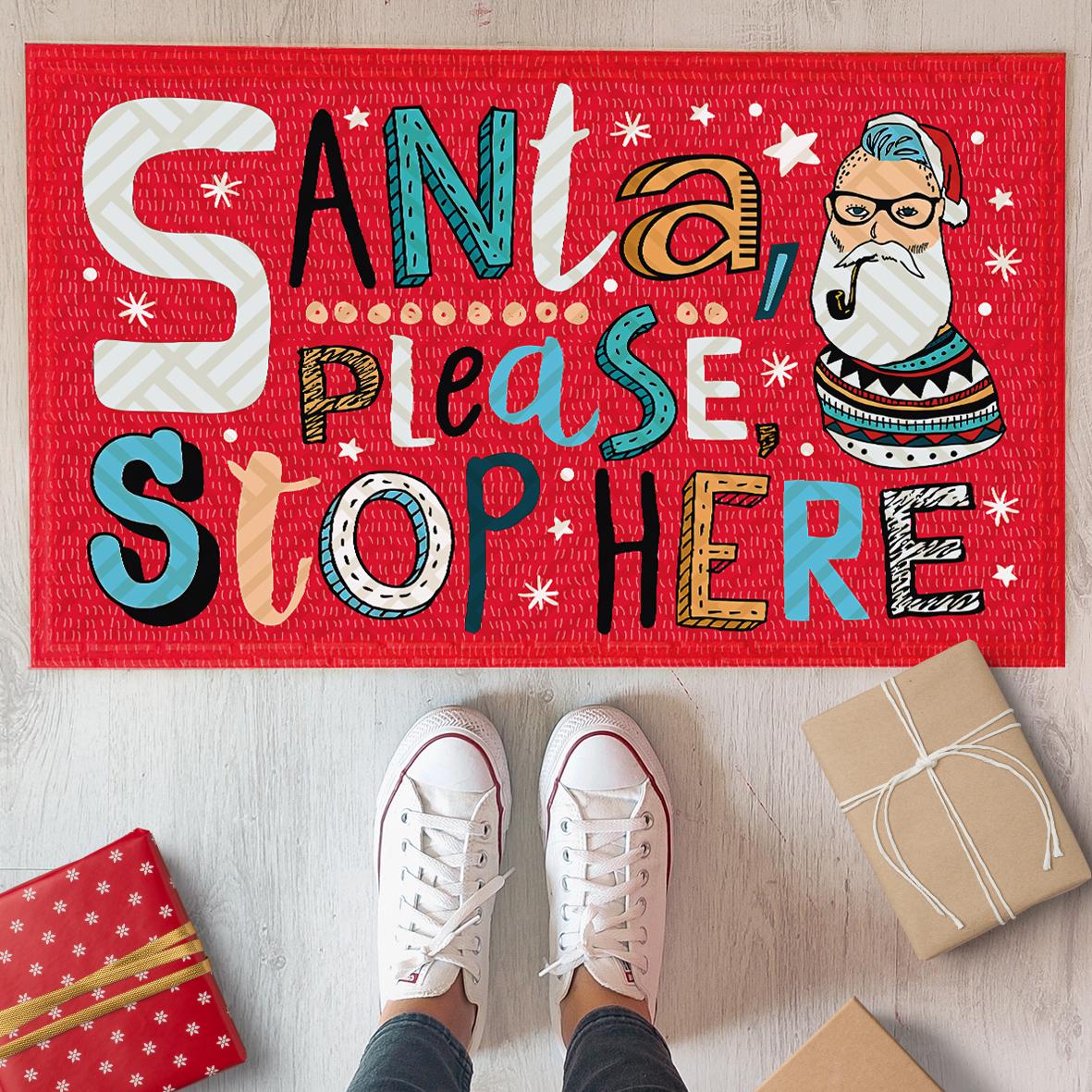 Килимок придверний з принтом Santa, please stop here 45x75 см (KOV_20S023)