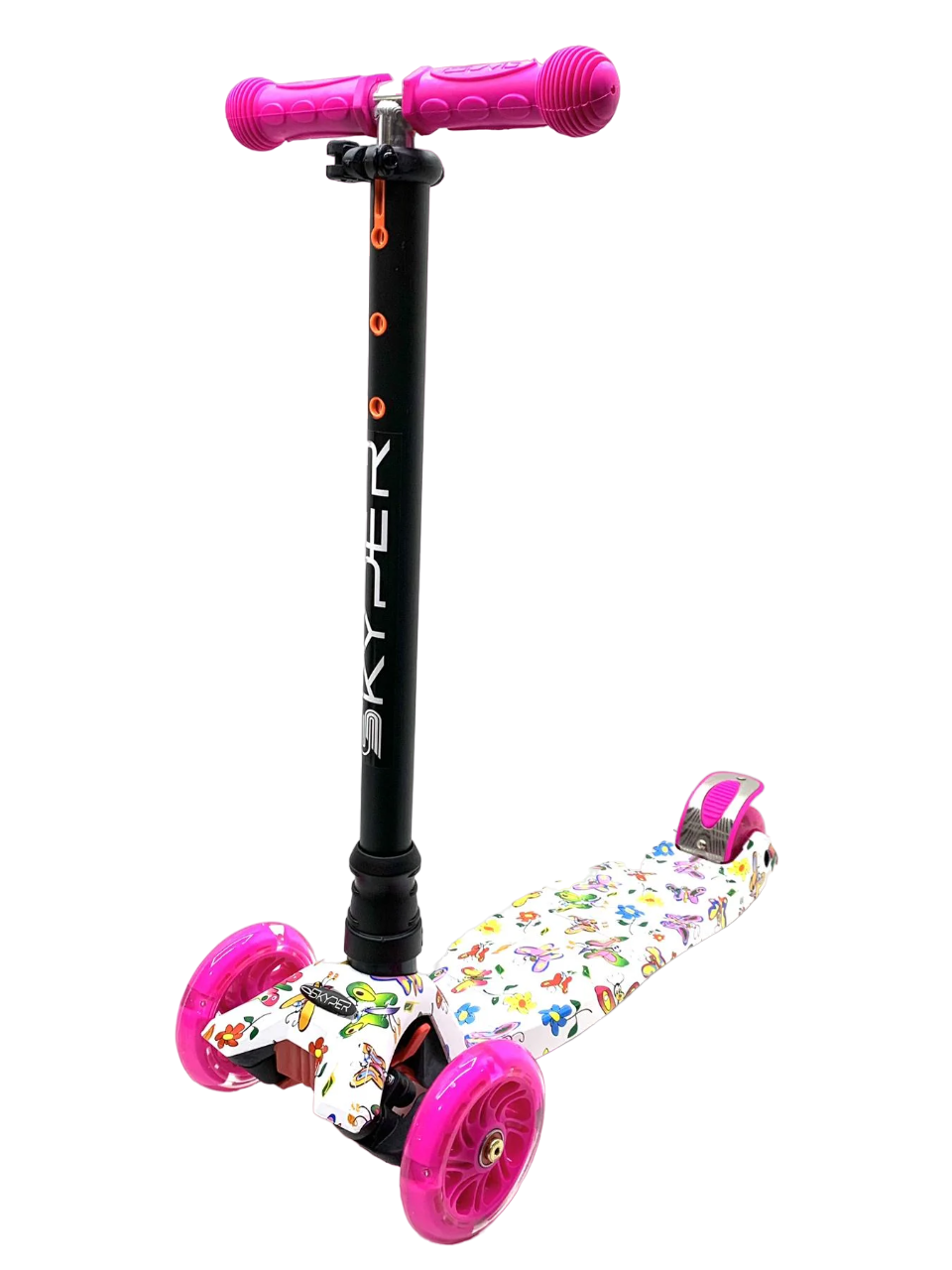 Самокат трехколесный Skyper MAXI колеса PU 120 мм светятся Розово-белый (113-74156)