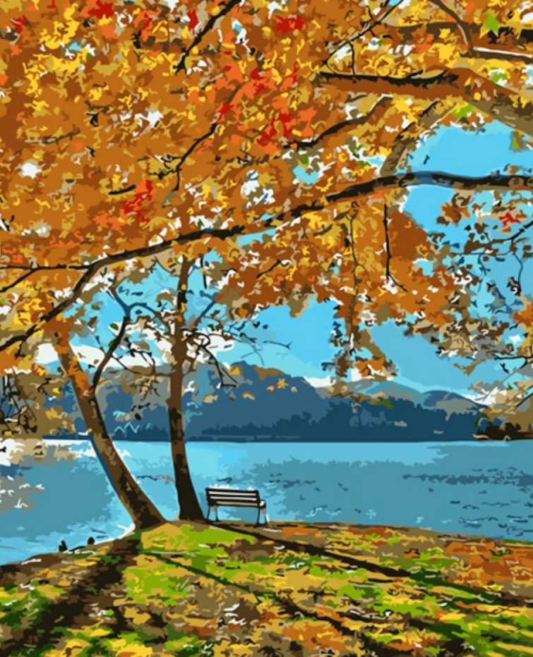 Картина по номерам Strateg Осеннее озеро 40x50 см (GS931)