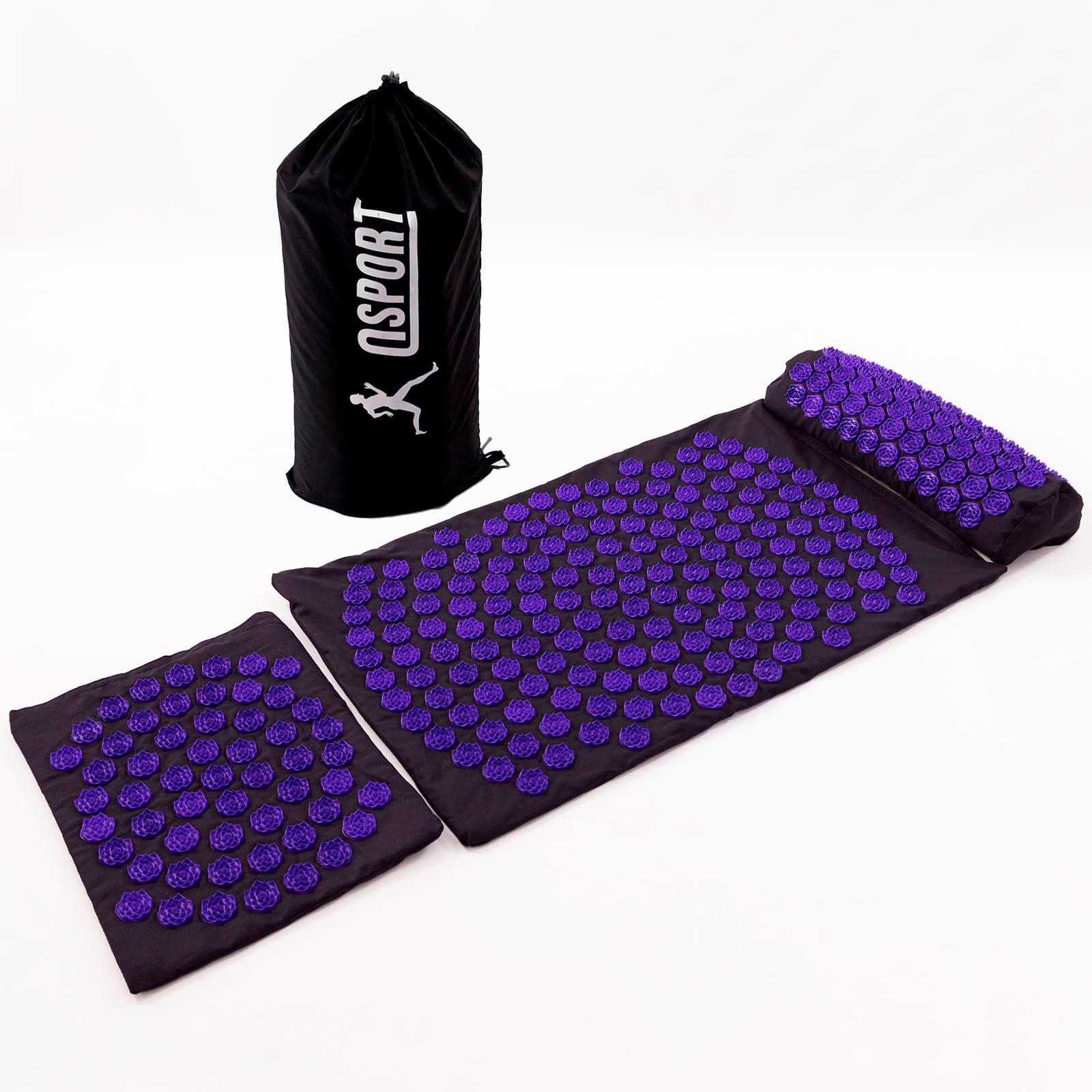 Коврик массажный Аппликатор Кузнецова/валик/подушка для спины/шеи/ног OSPORT Lotus Set Черно-фиолетовый (n-0003)