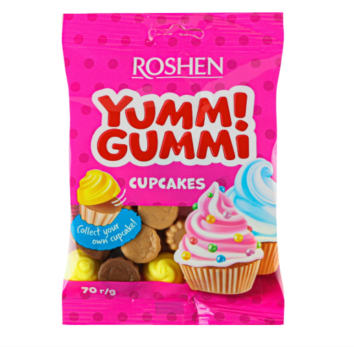 Цукерки желейні Roshen Cupcakes Yummi Gummi 70 г (4823077638596)