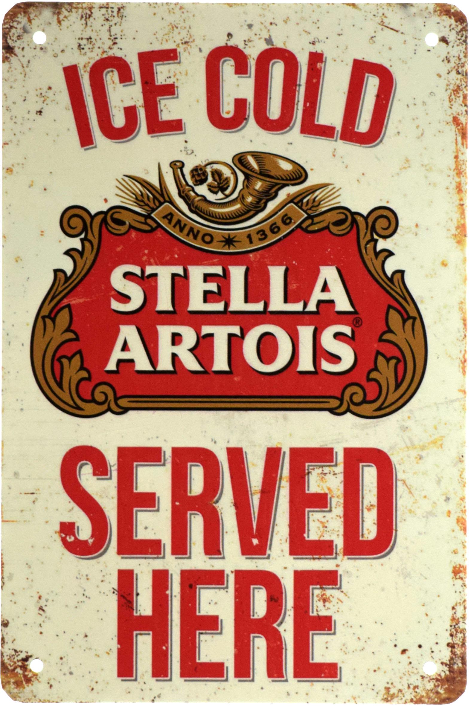 Табличка металлическая Здесь Подают Ледяную Стеллу Артуа/Ice Cold Stella Artois Served Here 20x30 см