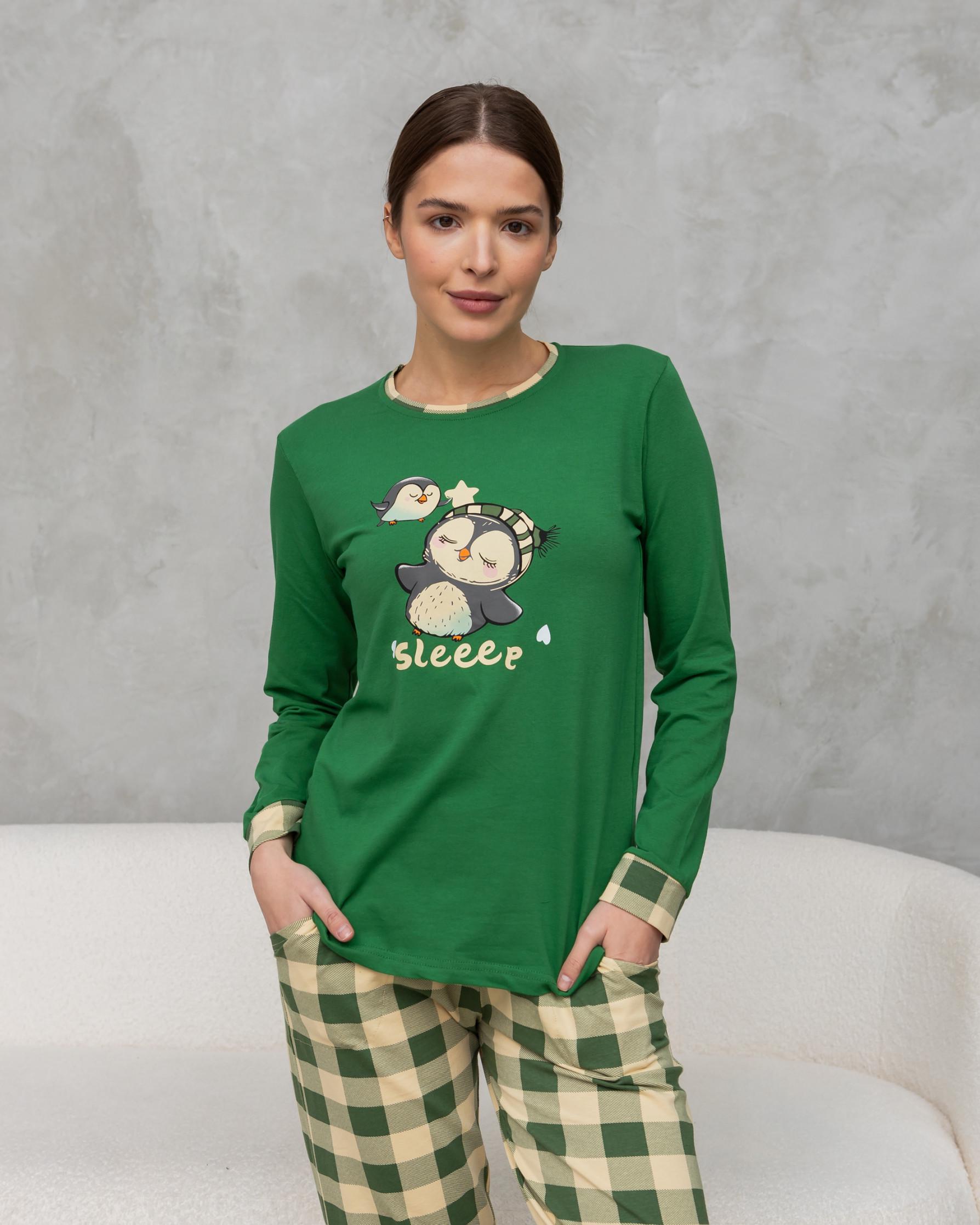 Пижама женская Nicoletta Пингвины хлопковая 96780k S Зеленый (96780) - фото 3