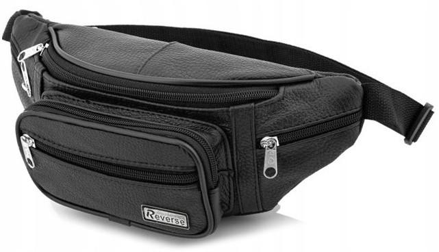 Сумка из кожи бананка Reverse 00582 поясная Черный