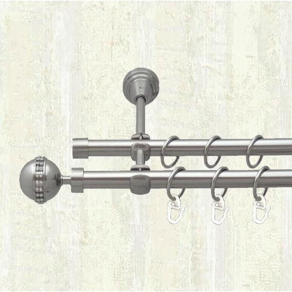 Карниз для штор Orvit Авея двухрядный 16/16 мм открытый 200 см Нержавеющая сталь (000-6842)