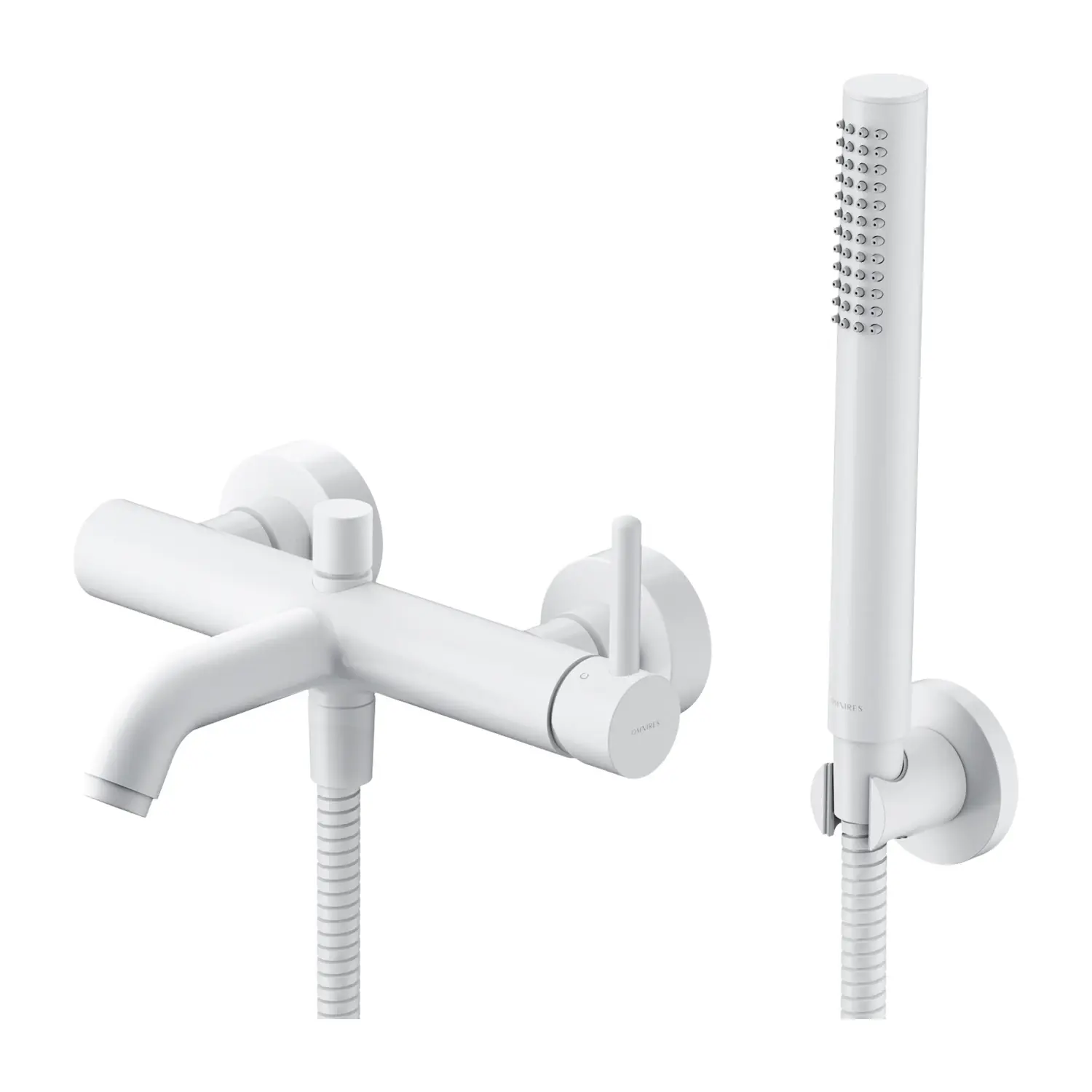 Смеситель для ванны Omnires Y однорычажный с ручной воронкой Белый матовый (Y1231WM)