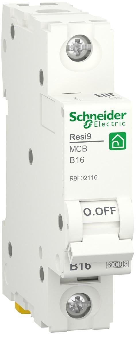 Автоматичний вимикач Schneider Electric RESI9 1P 16A 6кА В (R9F02116)