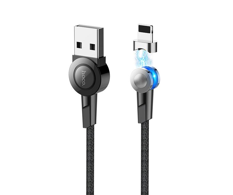 Кабель Hoco магнітний Lightning rotatable plug S8 1,2 м 2,4A - фото 2