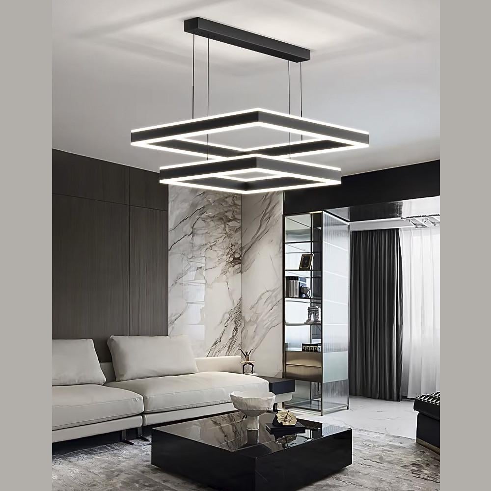 Люстра с двумя подвесными квадратами 60/40 см Черный (303S-600+400 BK)