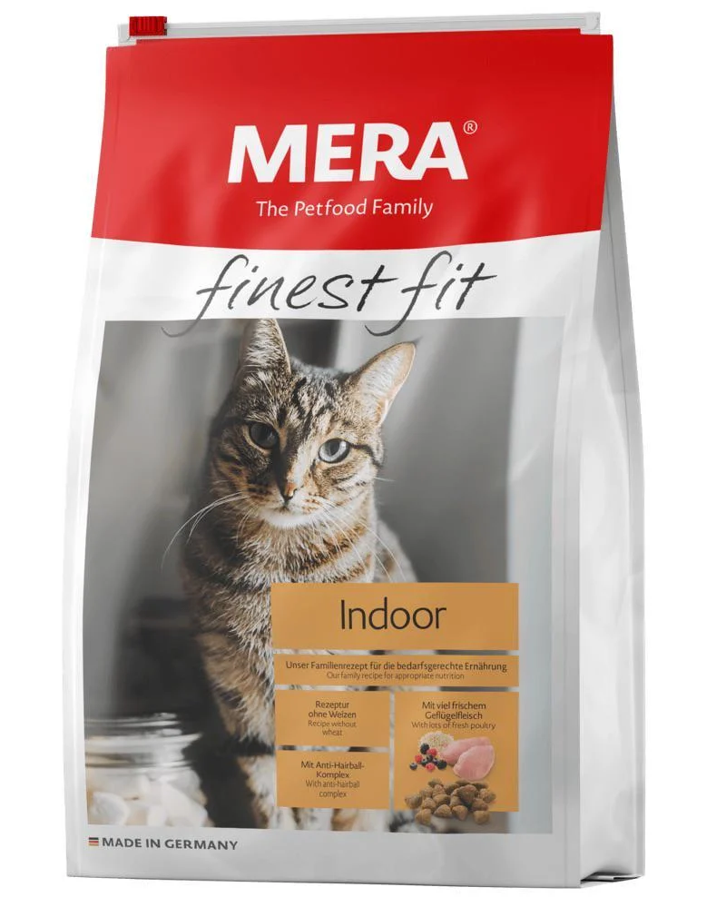 Корм сухий MERA Finest Fit Indoor Cat для котів що мешкають у приміщенні з м'ясом птиці 1,5 кг (4025877337284)