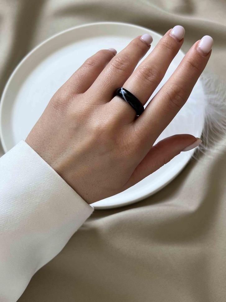 Кільце з агату р. 17 мм Чорний (5220-17) - фото 4 Кільце з агату р. 17 мм Чорний (5220-17) - фото 4